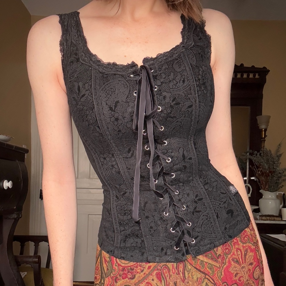 Black Lace Corset Top